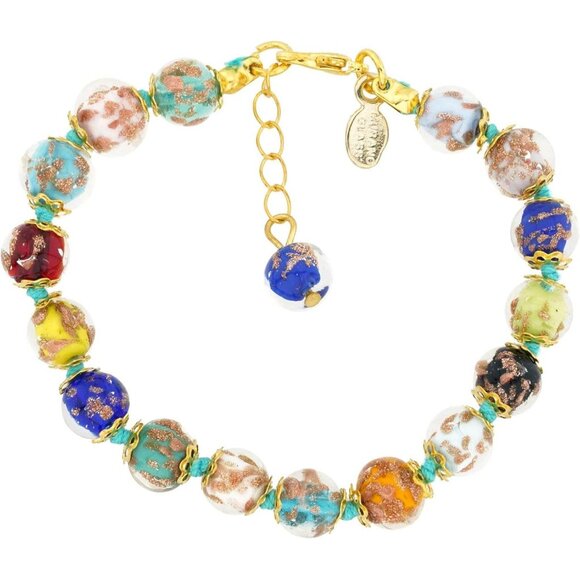 Jewelry - Murano Bracelet - Italian Multicolor Sommerso Sparkling Beads Handmade Blown Gla